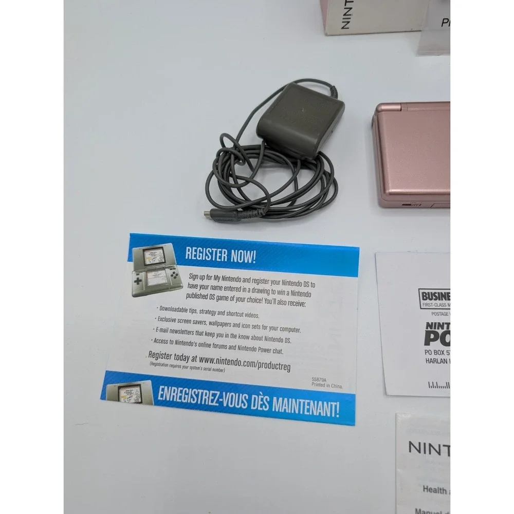 Nintendo DS Lite Coral Pink Console Complete In Box CIB Charger Manual Tested